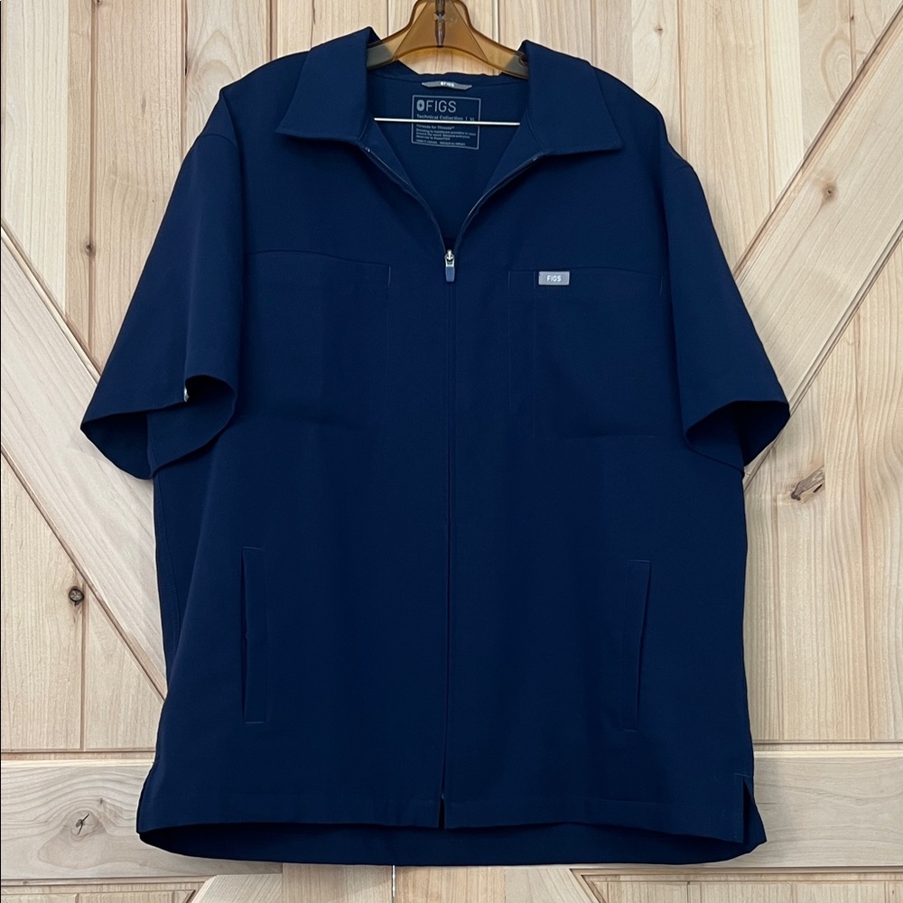 Figs Navy Blue Full Zip-Up Scrub Top. New without tags.